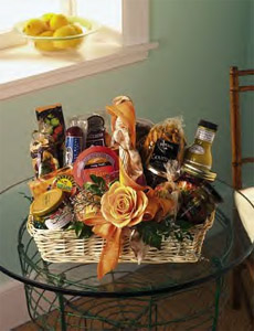 1 Orange Rose, Large Gourmet Assortment With Willow Basket