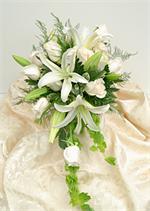 Bridal Bouquet with white roses and white Siberia Lillies LaRosa's Flowers O'fallon, IL