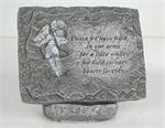 This Memmory stone is designed with a angel and comes with a matching stand with the following saying. Those we have held in our arms for a little while, we hold in our hearts forever.