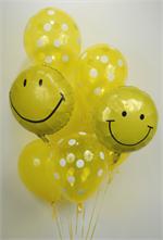 A mixture 12 of yellow and yellow polka dot balloons with a 2- 18