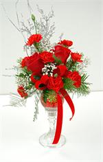 Red carnation with pine cones and ice cover twigs $34.95 LaRosa's Flowers O'fallon, IL