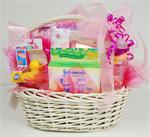 Our Huggums basket has everything  the new mother needs when she brings her new bundle of joy home.   Say “welcome home” with our huggums basket for the new baby girl. Basket is filled with, one flannel receiving blanket, baby cap, sleeper or baby sock bo