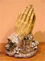 Praying Hands with candle holder measures 9
