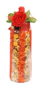 A savory blend of crunchy snacks. This delightful and colorful canister measures 14